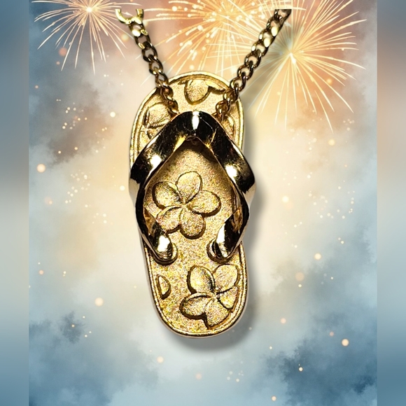 Vintage 14k solid gold slippa flip flop pendant - Picture 10 of 16